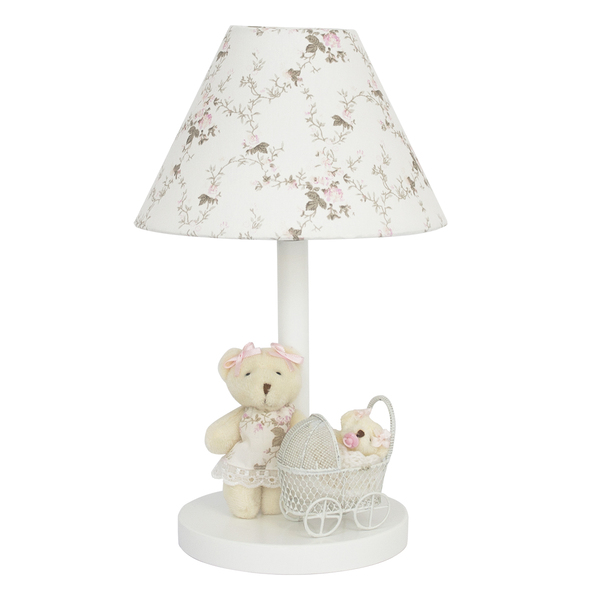 Abajur Madeira Ursa Com Bebê No Carrinho Bebê Infantil