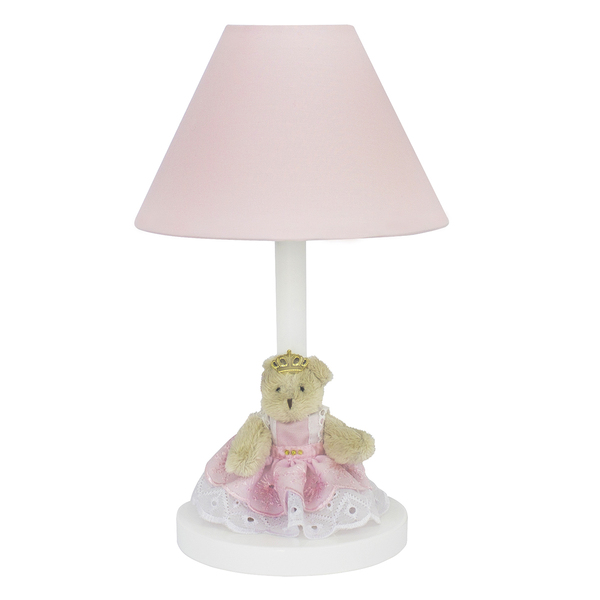 Abajur Madeira Ursa Princesa Com Coroa Bebê Infantil