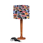 Abajur Mesa  Madeira 48cm Cores Estampadas Cúpula Ø30 Md1077