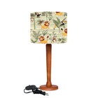 Abajur Mesa  Madeira 48cm Cores Estampadas Cúpula Ø30 Md1077