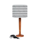 Abajur Mesa  Madeira 48cm Cores Estampadas Cúpula Ø30 Md1077