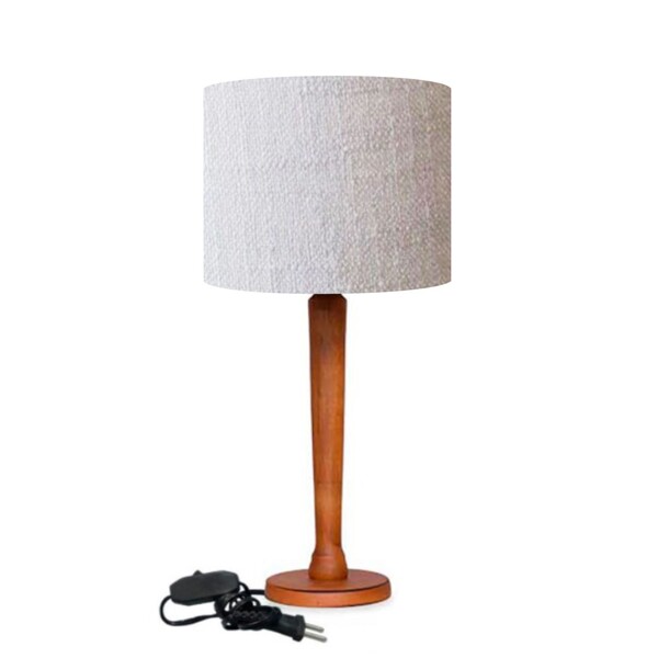 Abajur Mesa  Madeira 48cm Cores Lisas Cúpula Ø30 Md1077 - Cin