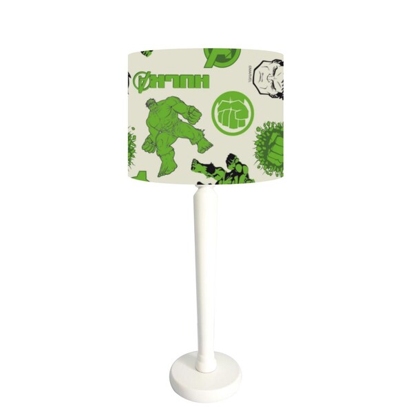 Abajur Mesa Branco 48cm Cores Estampadas Cúpula Ø30 Md1063 -