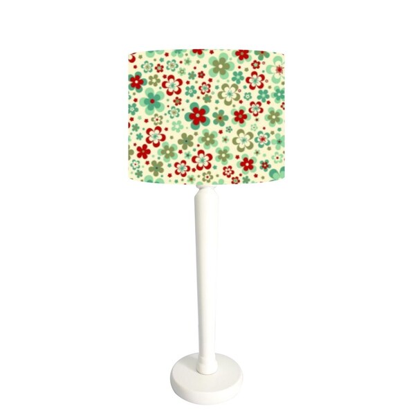 Abajur Mesa Branco 48cm Cores Estampadas Cúpula Ø30 Md1063 -