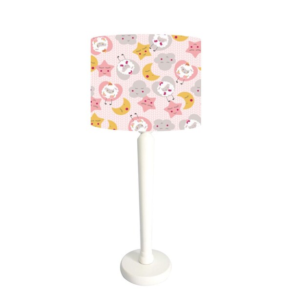 Abajur Mesa Branco 48cm Cores Estampadas Cúpula Ø30 Md1063 -