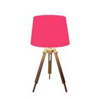 Abajur Mesa Tripé Madeira 55cm Cores Lisas - Md1000 Cúpula Cô