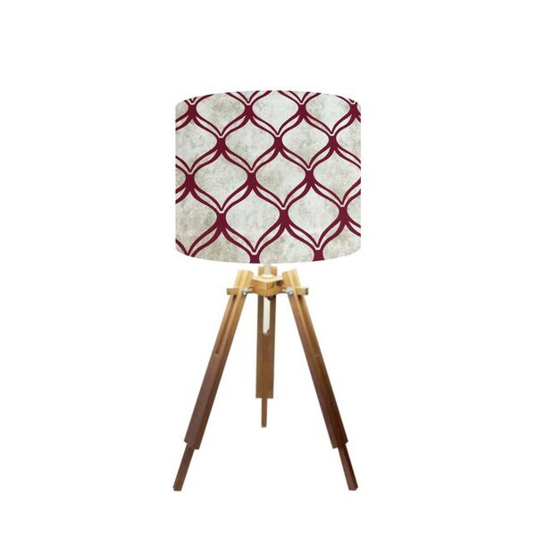 Abajur Mesa Tripé Madeira 60cm Cores Estampadas -md1001 Cúpul