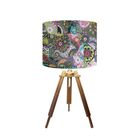 Abajur Mesa Tripé Madeira 60cm Cores Estampadas - Md1002 Cúpu