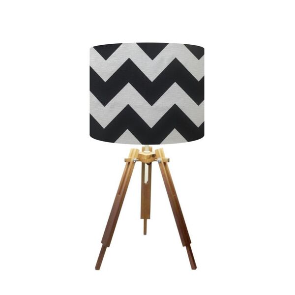 Abajur Mesa Tripé Madeira 60cm Cores Estampadas - Md1002 Cúpu