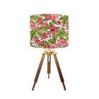 Abajur Mesa Tripé Madeira 60cm Cores Florais - Md1002 Cúpula