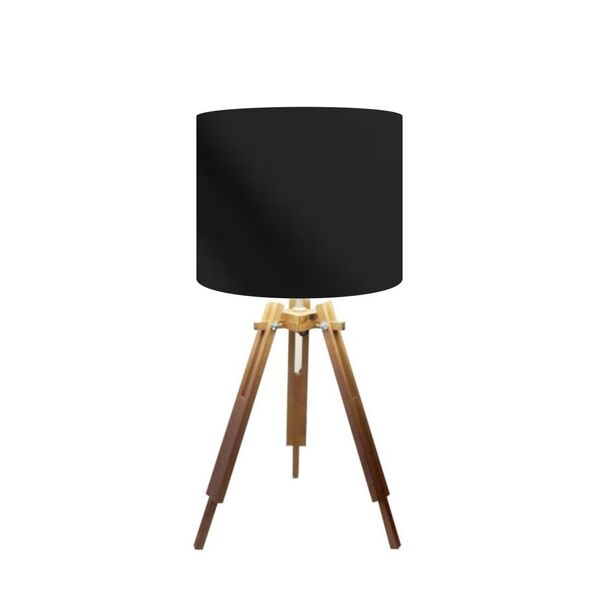 Abajur Mesa Tripé Madeira 60cm Cores Lisas - Md1001 Cúpula Ø3
