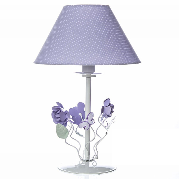 Abajur Metal Floral Lilás Bebê Infantil