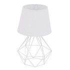 Abajur Prata e Branco de Metal eTecido Diamante Auremar