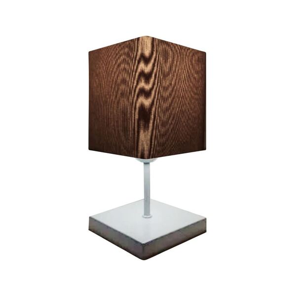 Abajur Quadrado Md-2008br Cúpula Tecido Café