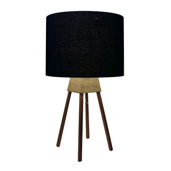 Abajur Quadripé Base Madeira Vivare Md-2016 Cúpula Em Tecido