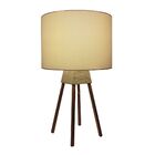 Abajur Quadripé Base Madeira Vivare Md-2016 Cúpula Em Tecido