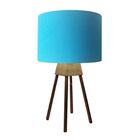 Abajur Quadripe Madeira Md-2016 Cúpula Em Tecido 30x25cm Azul