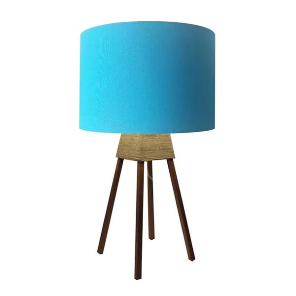 Abajur Quadripe Madeira Md-2016 Cúpula Em Tecido 30x25cm Azul