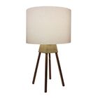 Abajur Quadripe Madeira Md-2016 Cúpula Em Tecido 30x25cm Bran