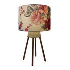 Abajur Quadripe Madeira Md-2016 Cupula Tecido 30x25cm Flor Ve