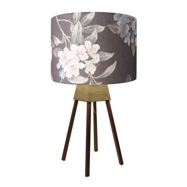 Abajur Quadripe Madeira Md-2016 Cupula Tecido 30x25cm Marrom