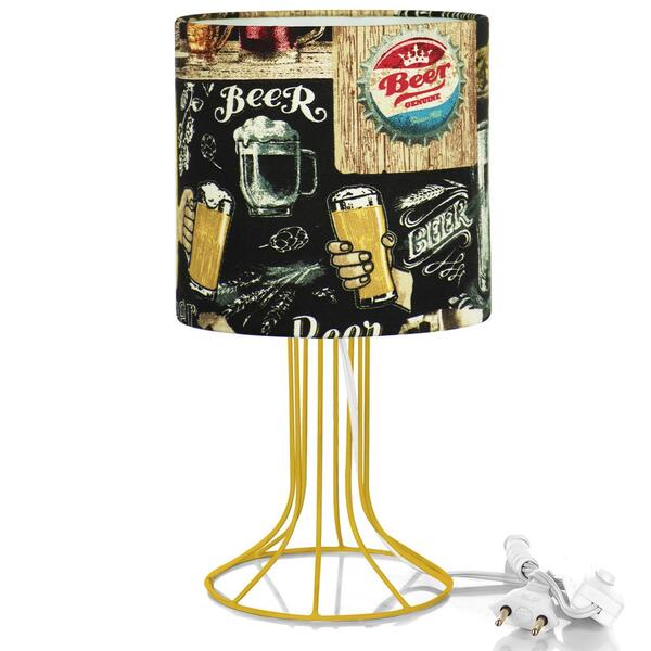 Abajur Torre Cilindrico Bar Com Aramado Amarelo
