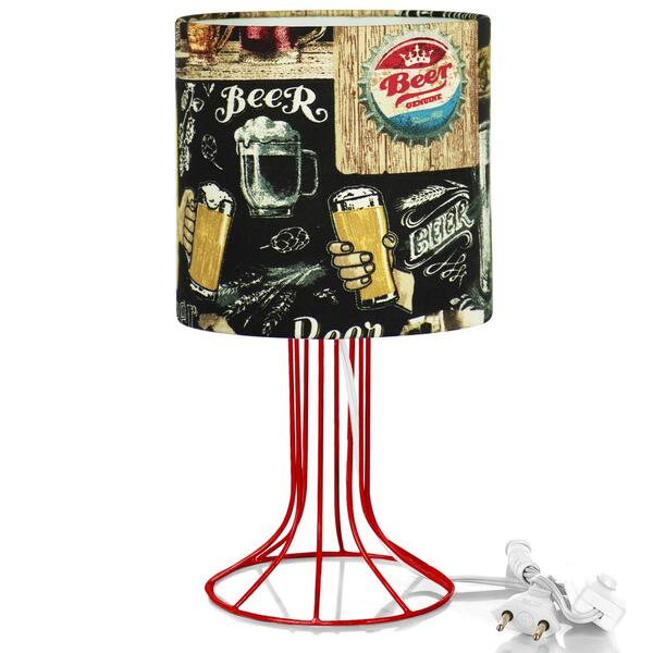 Abajur Torre Cilindrico Bar Com Aramado Vermelho