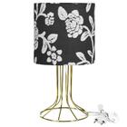 Abajur Torre Cilindrico Floral Prata Com Aramado Dourado
