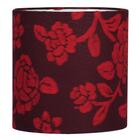 Abajur Torre Cilindrico Floral Vermelho Com Aramado Preto