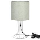 Abajur Torre Cilindrico Linho Claro Com Aramado Branco