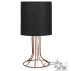 Abajur Torre Cilindrico Preto Com Aramado Cobre