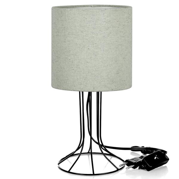 Abajur Torre Cilindrico Rustico Escuro Com Aramado Preto