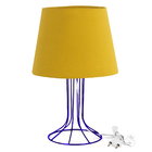 Abajur Torre Dome Amarelo Mostarda Com Aramado Azul