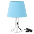 Abajur Torre Dome Azul Bebe Com Aramado Branco