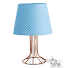 Abajur Torre Dome Azul/bolinha Com Aramado Cobre