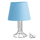 Abajur Torre Dome Azul/bolinha Com Aramado Cromado