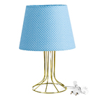 Abajur Torre Dome Azul/bolinha Com Aramado Dourado