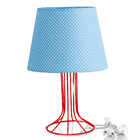 Abajur Torre Dome Azul/bolinha Com Aramado Vermelho