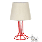 Abajur Torre Dome Bege Com Aramado Vermelho