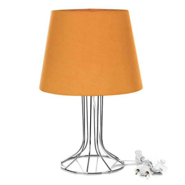 Abajur Torre Dome Laranja Com Aramado Cromado