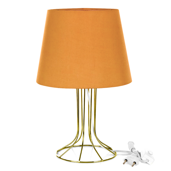 Abajur Torre Dome Laranja Com Aramado Dourado