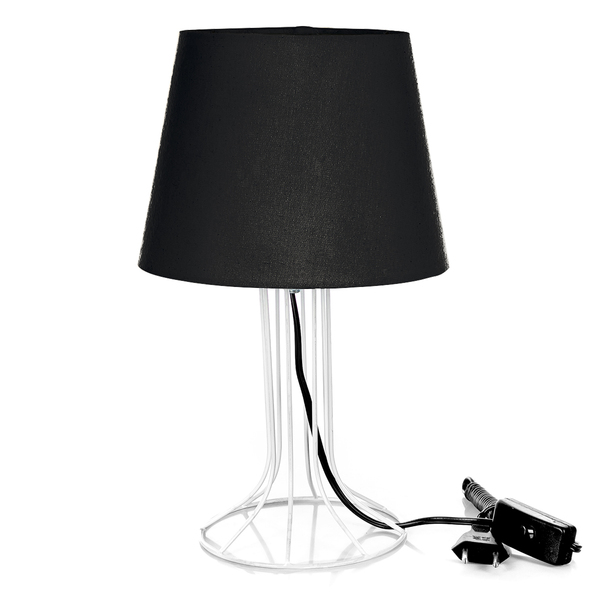 Abajur Torre Dome Preto Com Aramado Branco