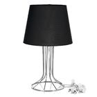Abajur Torre Dome Preto Com Aramado Cromado