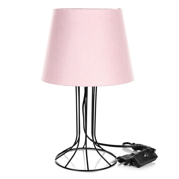 Abajur Torre Dome Rosa Com Aramado Preto