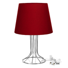 Abajur Torre Dome Vermelho Com Aramado Cromado