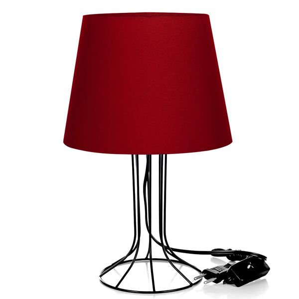 Abajur Torre Dome Vermelho Com Aramado Preto