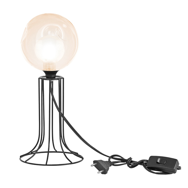 Abajur Torre Preto Bolinha Harmony Ambar Maravilhoso