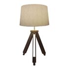 Abajur Tripé Base Madeira Vivare Md-2011 Cúpula Em Tecido 27x