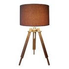 Abajur Tripé Base Madeira Vivare Md-2015 Cúpula Em Tecido 35x