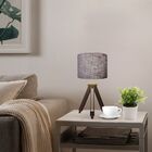 Abajur Tripé Base Madeira Vivare Md-2021 Cúpula Em Tecido 30x